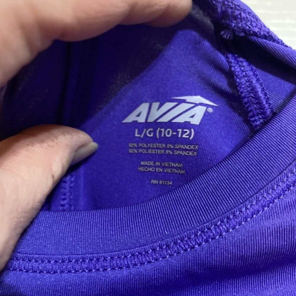NEW AVIA GIRL Long Sleeve Rashguard LARGE 10/12 Purple NWT Purple